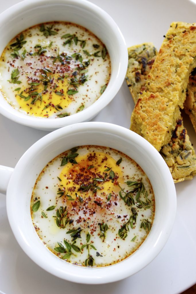 Duck Eggs in Cocotte with Antihistamine Herbs