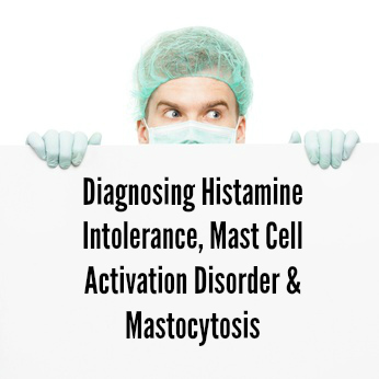 doctor hiding behind sign saying diagnosing histamine intolerance