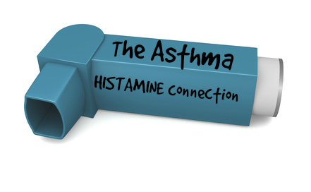 asthma inhaler with superimposed text saying the asthma histamine connection